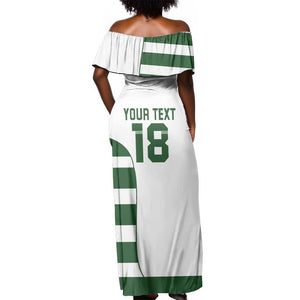 Custom Zimbabwe Sables Rugby Off Shoulder Maxi Dress Go Champion - African Pride