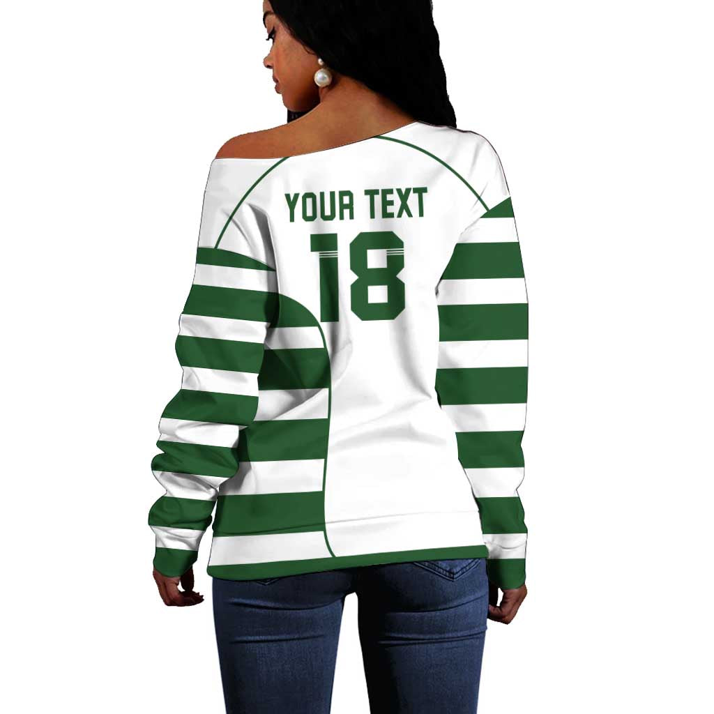 Custom Zimbabwe Sables Rugby Off Shoulder Sweater Go Champion - African Pride