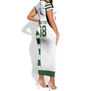 Custom Zimbabwe Sables Rugby Short Sleeve Bodycon Dress Go Champion - African Pride