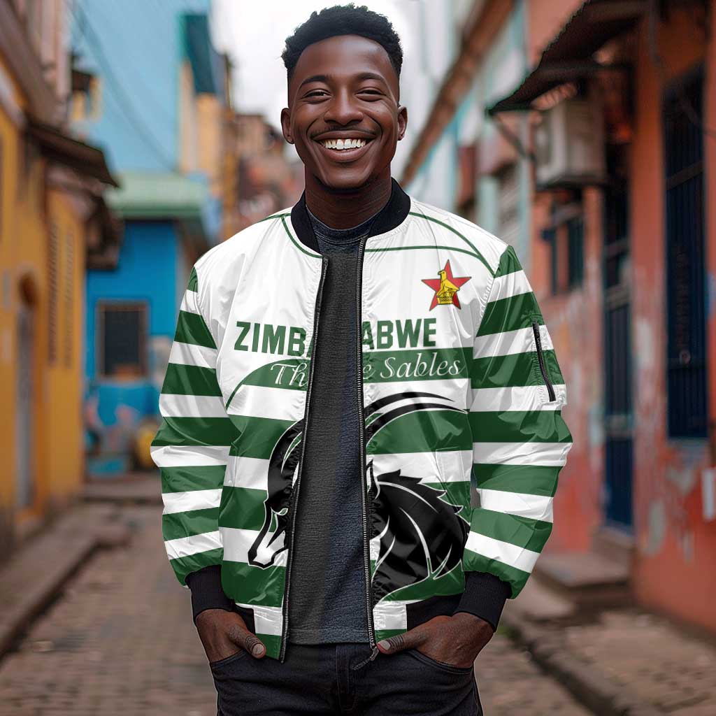 Custom Zimbabwe Sables Rugby Sleeve Zip Bomber Jacket Go Champion - African Pride