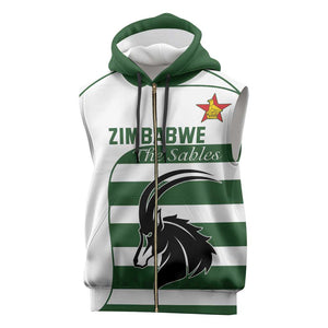 Custom Zimbabwe Sables Rugby Sleeveless Zip Hoodie Go Champion - African Pride