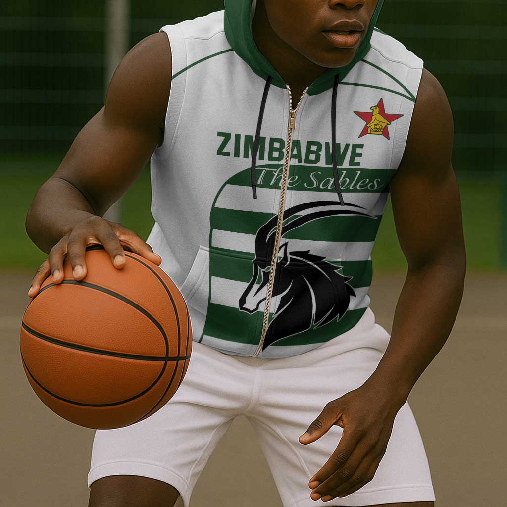 Custom Zimbabwe Sables Rugby Sleeveless Zip Hoodie Go Champion - African Pride