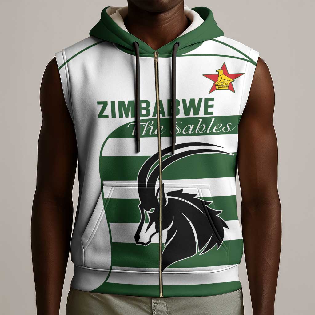 Custom Zimbabwe Sables Rugby Sleeveless Zip Hoodie Go Champion - African Pride