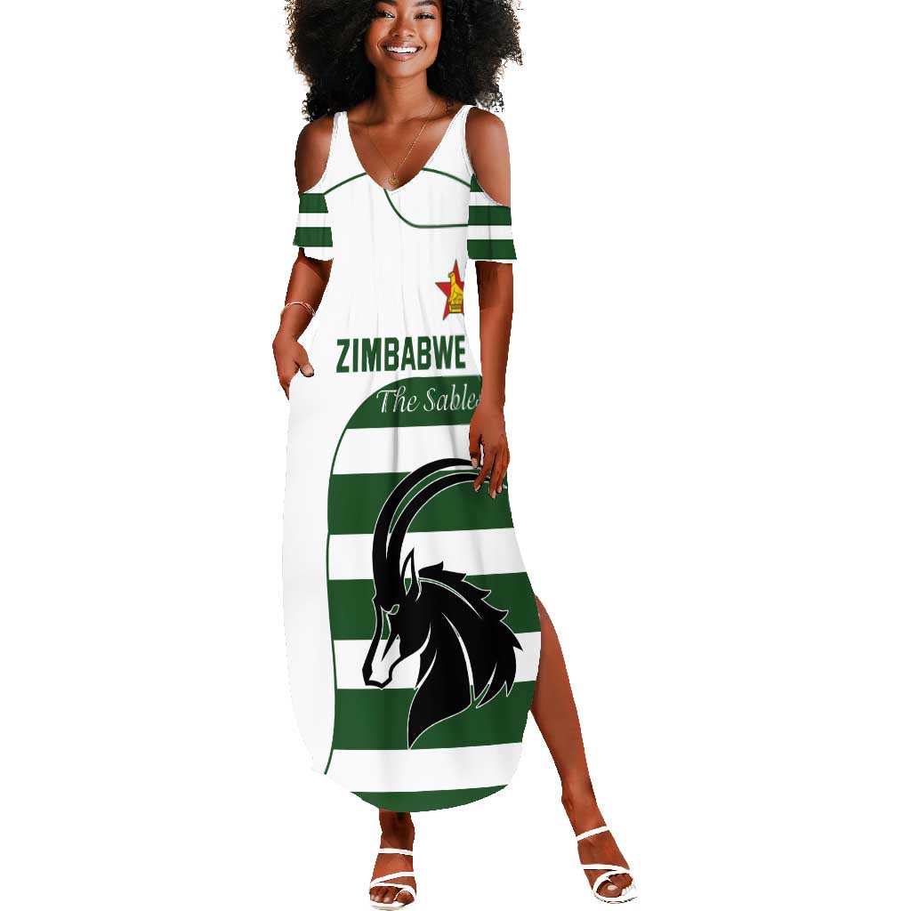 Custom Zimbabwe Sables Rugby Summer Maxi Dress Go Champion - African Pride