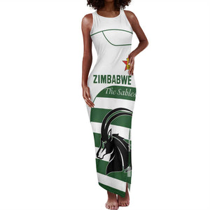 Custom Zimbabwe Sables Rugby Tank Maxi Dress Go Champion - African Pride