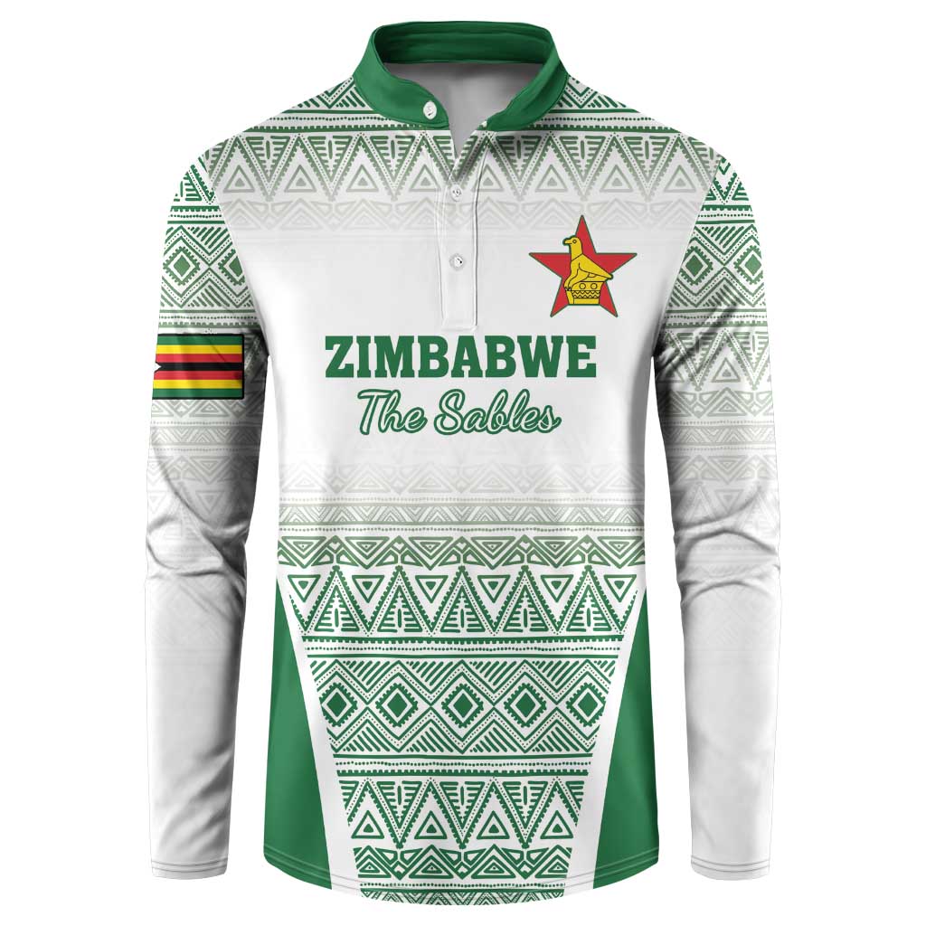 Custom Zimbabwe Sables Rugby Button Sweatshirt African Patterns