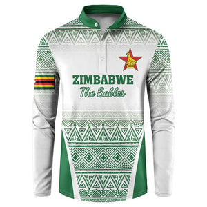 Custom Zimbabwe Sables Rugby Button Sweatshirt African Patterns