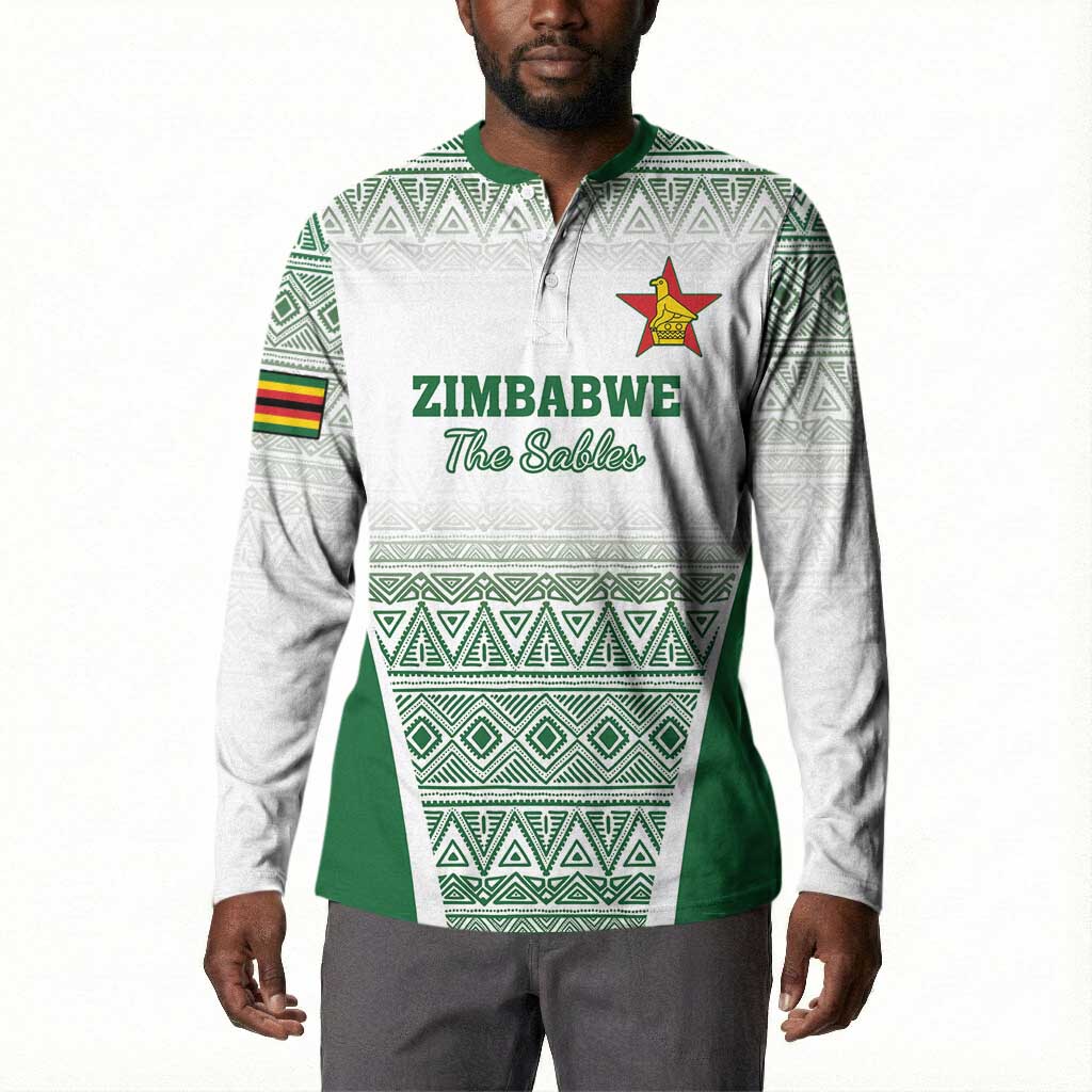 Custom Zimbabwe Sables Rugby Button Sweatshirt African Patterns