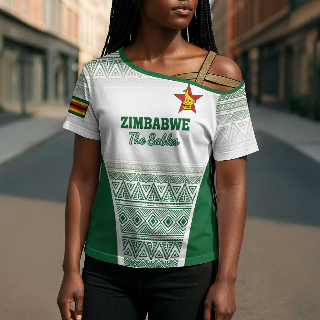Custom Zimbabwe Sables Rugby Cross Shoulder Shirt African Patterns