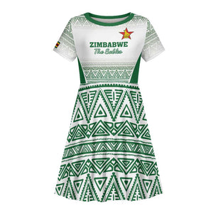 Custom Zimbabwe Sables Rugby Kid Short Sleeve Dress African Patterns - African Pride