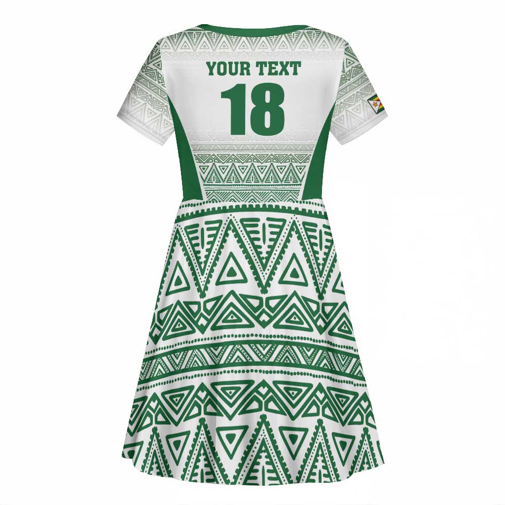 Custom Zimbabwe Sables Rugby Kid Short Sleeve Dress African Patterns - African Pride