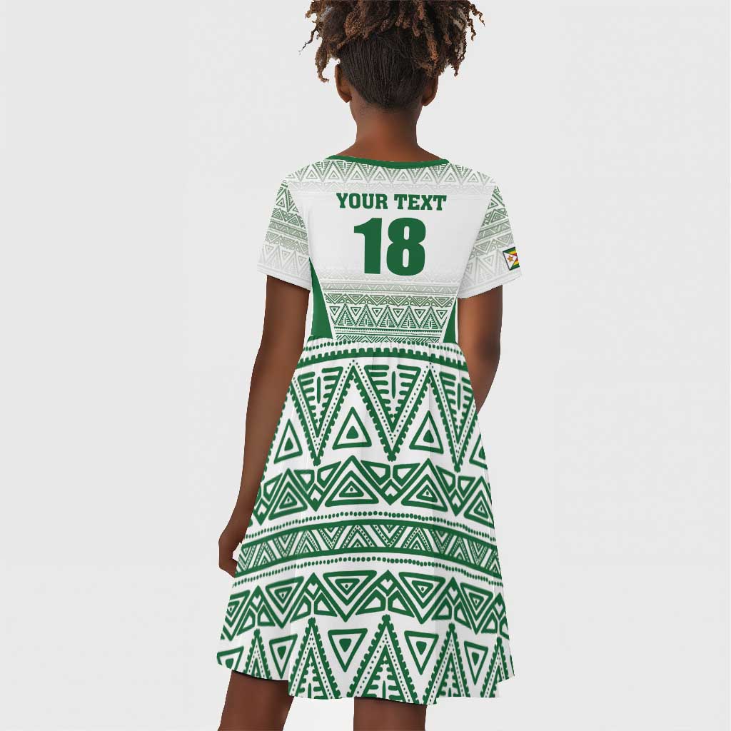 Custom Zimbabwe Sables Rugby Kid Short Sleeve Dress African Patterns - African Pride