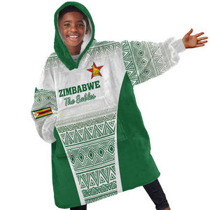 Custom Zimbabwe Sables Rugby Kid Wearable Blanket Hoodie African Patterns - African Pride