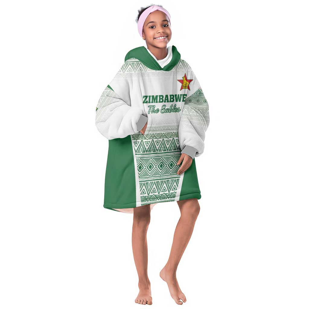 Custom Zimbabwe Sables Rugby Kid Wearable Blanket Hoodie African Patterns - African Pride