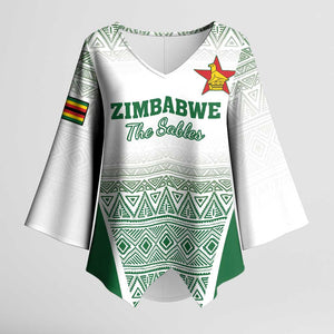 Custom Zimbabwe Sables Rugby Kimono Sleeve Blouse African Patterns
