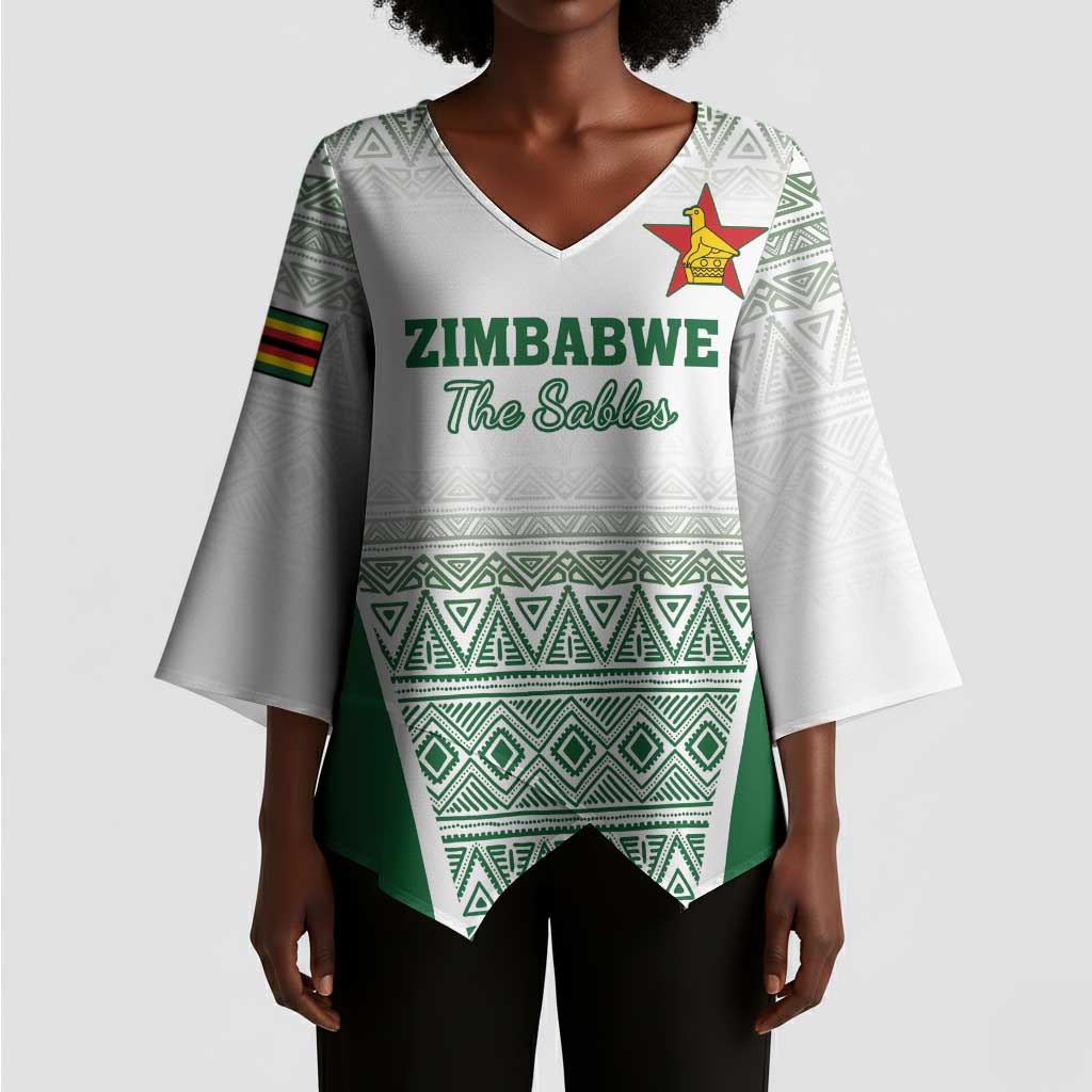Custom Zimbabwe Sables Rugby Kimono Sleeve Blouse African Patterns