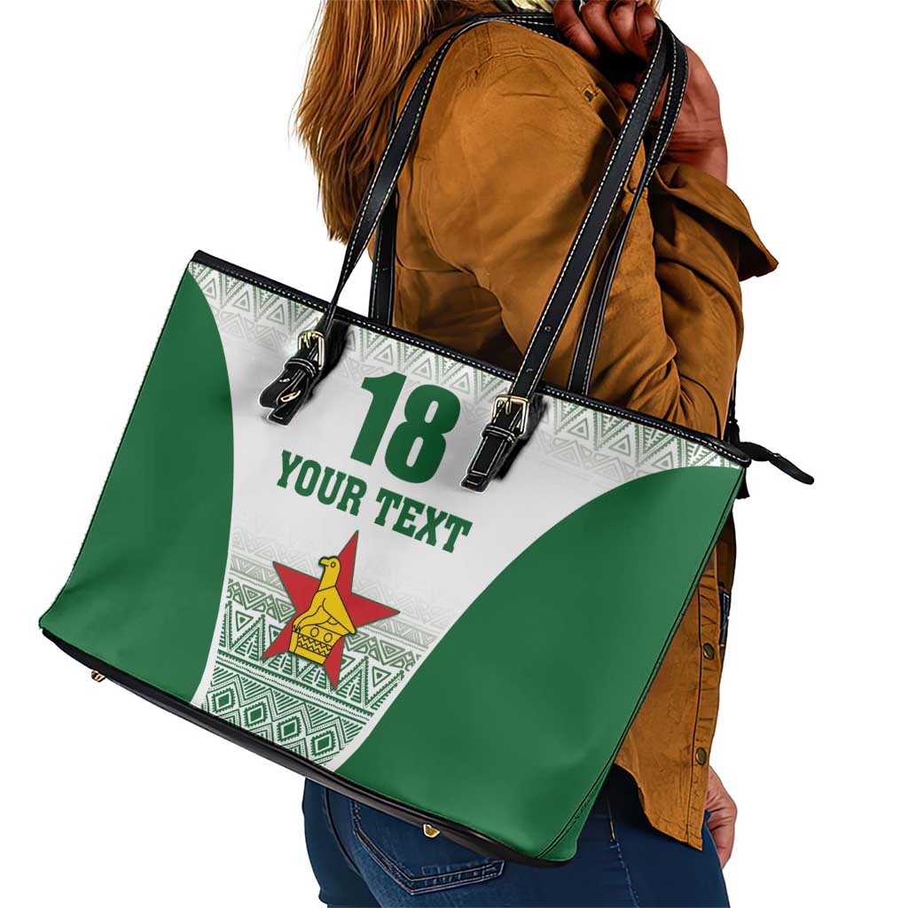 Custom Zimbabwe Sables Rugby Leather Tote Bag African Patterns - African Pride