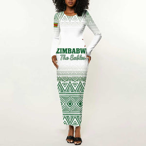 Custom Zimbabwe Sables Rugby Long Sleeve Bodycon Dress African Patterns - African Pride