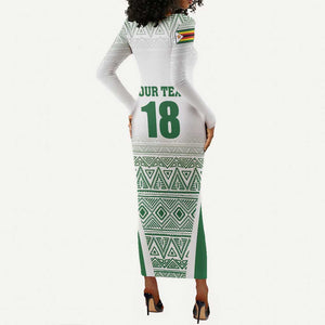 Custom Zimbabwe Sables Rugby Long Sleeve Bodycon Dress African Patterns - African Pride