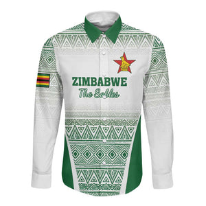 Custom Zimbabwe Sables Rugby Long Sleeve Button Shirt African Patterns - African Pride