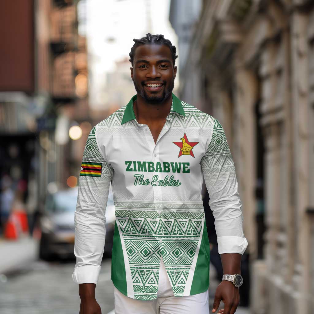 Custom Zimbabwe Sables Rugby Long Sleeve Button Shirt African Patterns - African Pride