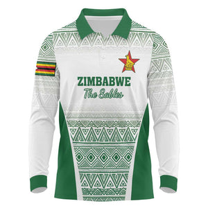 Custom Zimbabwe Sables Rugby Long Sleeve Polo Shirt African Patterns - African Pride