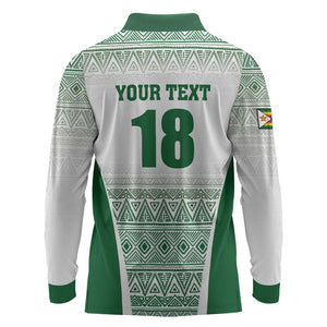 Custom Zimbabwe Sables Rugby Long Sleeve Polo Shirt African Patterns - African Pride