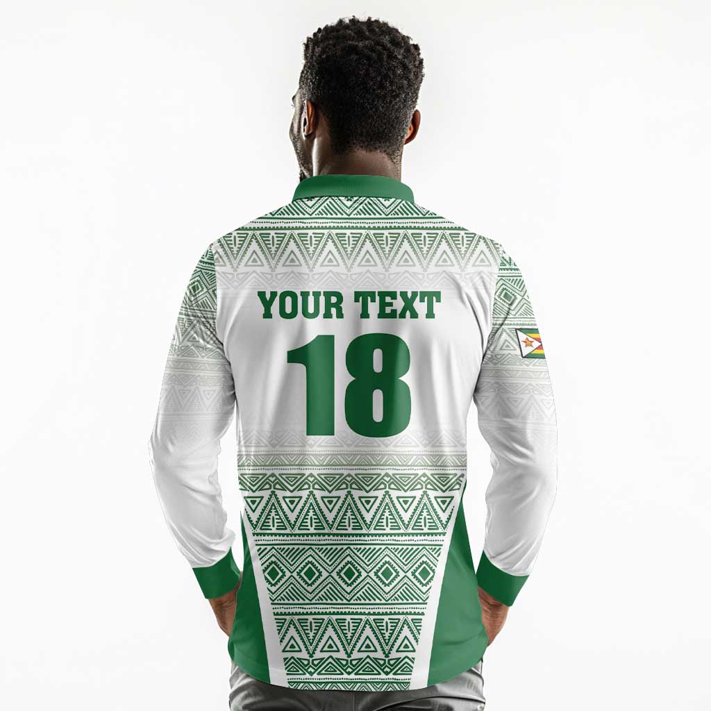 Custom Zimbabwe Sables Rugby Long Sleeve Polo Shirt African Patterns - African Pride