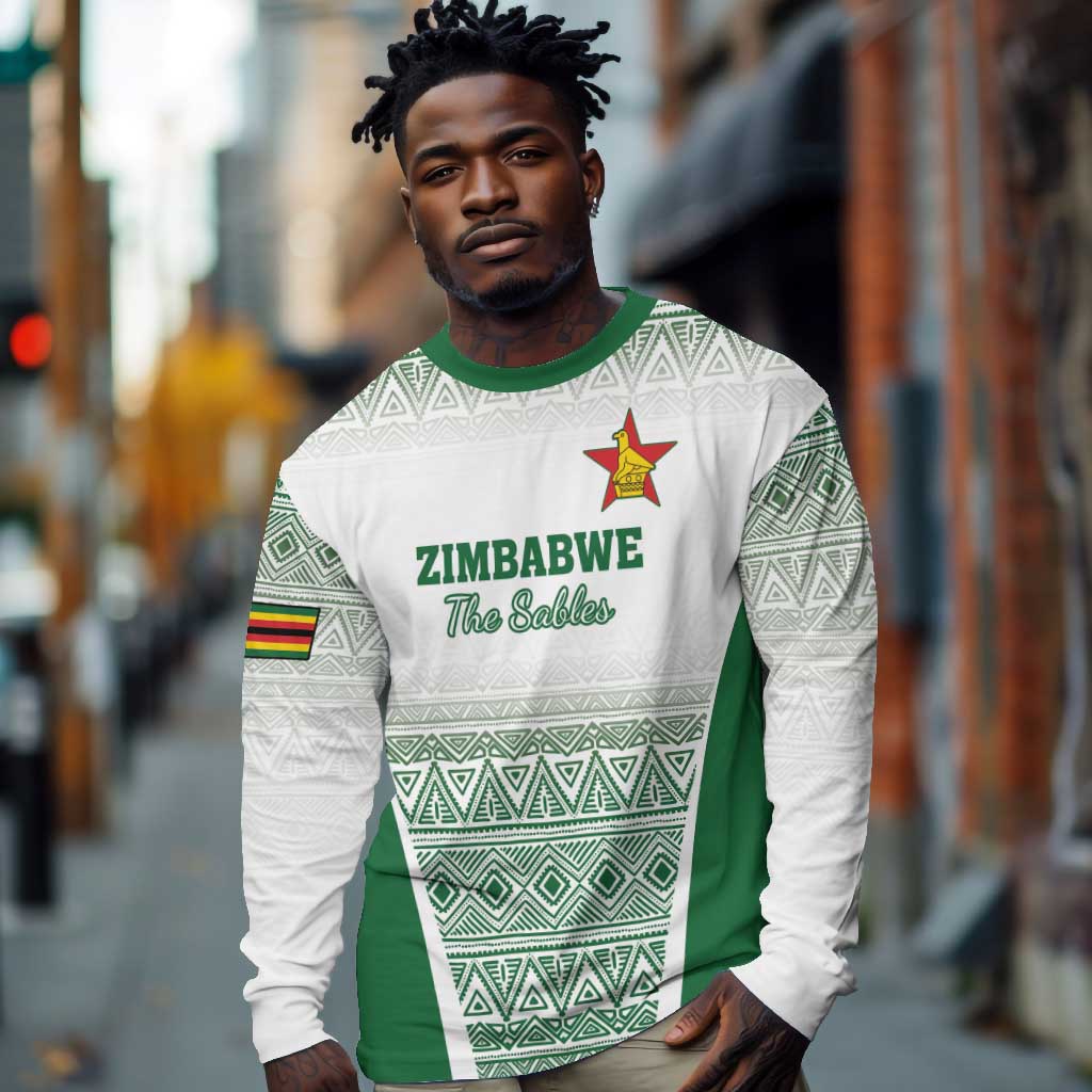 Custom Zimbabwe Sables Rugby Long Sleeve Shirt African Patterns - African Pride