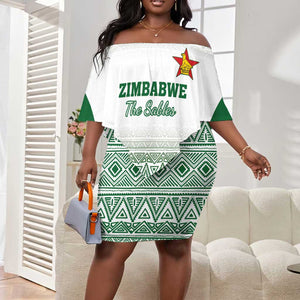 Custom Zimbabwe Sables Rugby Off Shoulder Short Dress African Patterns - African Pride