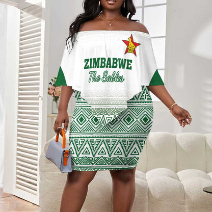 Custom Zimbabwe Sables Rugby Off Shoulder Short Dress African Patterns - African Pride