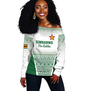 Custom Zimbabwe Sables Rugby Off Shoulder Sweater African Patterns - African Pride