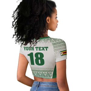 Custom Zimbabwe Sables Rugby Raglan Cropped T shirt African Patterns - African Pride