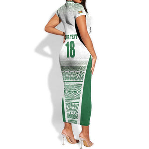 Custom Zimbabwe Sables Rugby Short Sleeve Bodycon Dress African Patterns - African Pride