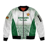 Custom Zimbabwe Sables Rugby Sleeve Zip Bomber Jacket African Patterns - African Pride