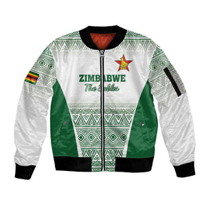 Custom Zimbabwe Sables Rugby Sleeve Zip Bomber Jacket African Patterns - African Pride
