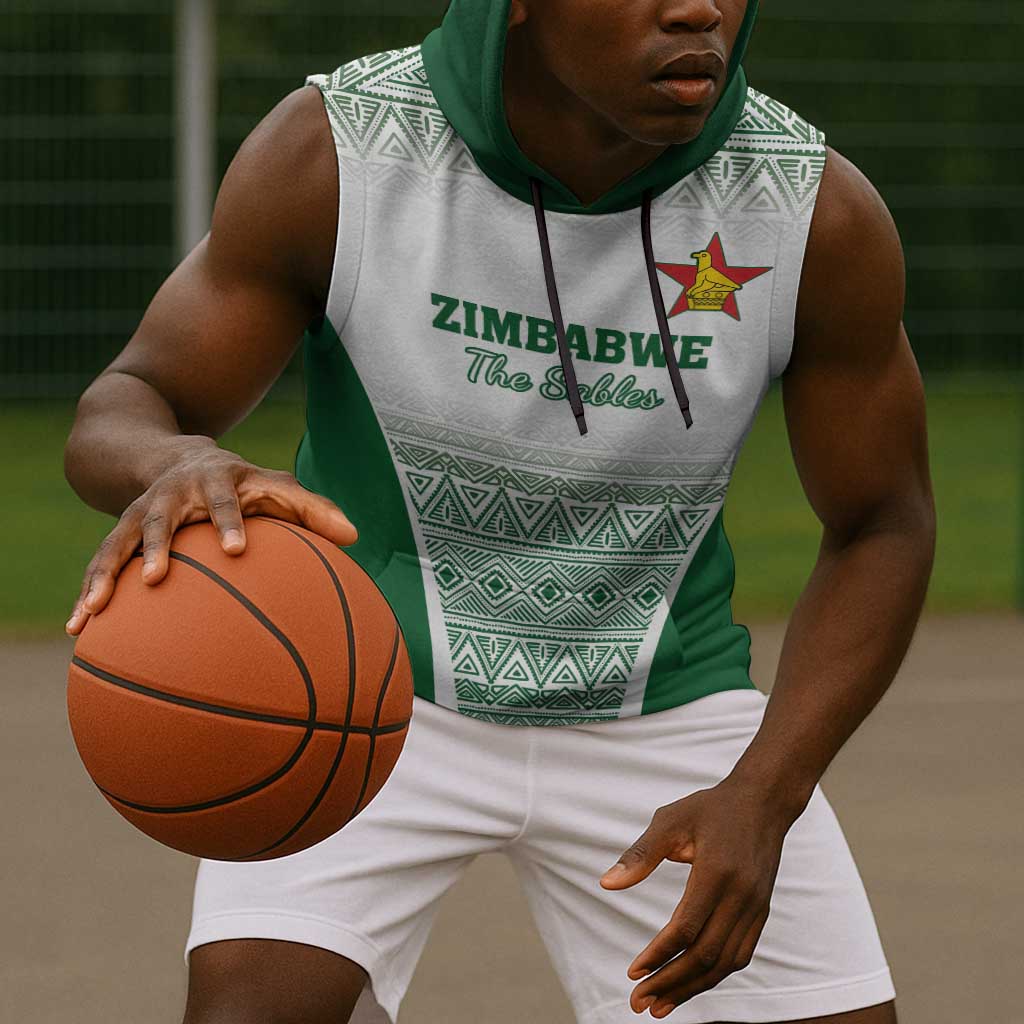 Custom Zimbabwe Sables Rugby Sleeveless Hoodie African Patterns - African Pride