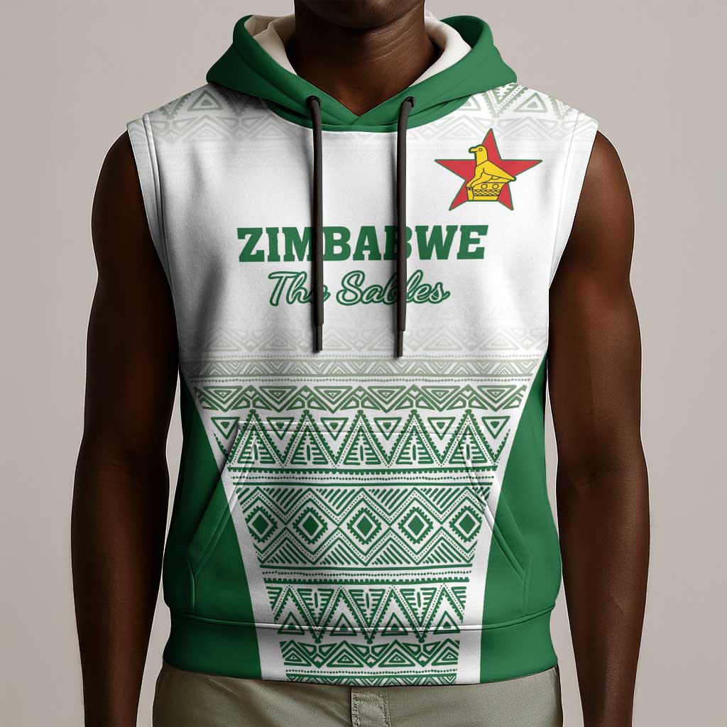Custom Zimbabwe Sables Rugby Sleeveless Hoodie African Patterns - African Pride