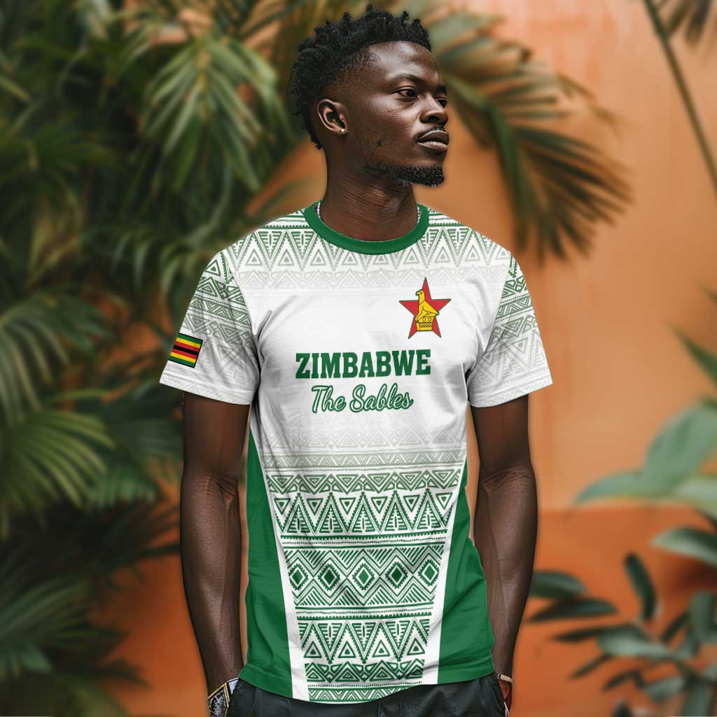 Custom Zimbabwe Sables Rugby T shirt African Patterns - African Pride