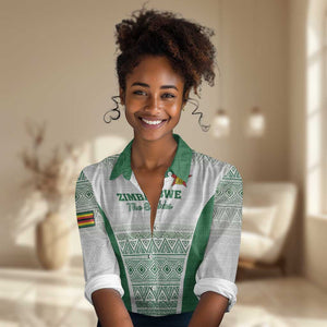 Custom Zimbabwe Sables Rugby Women Casual Shirt African Patterns - African Pride