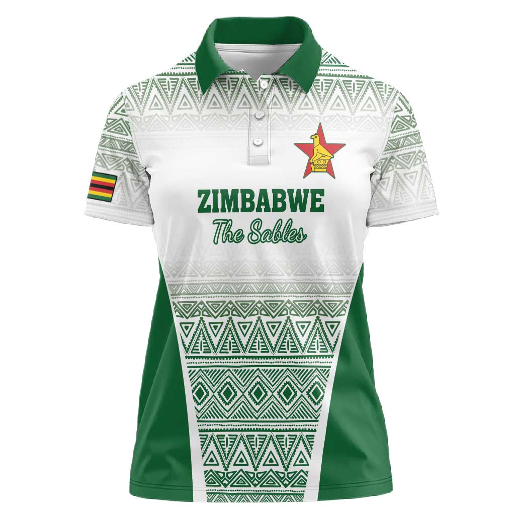 Custom Zimbabwe Sables Rugby Women Polo Shirt African Patterns - African Pride