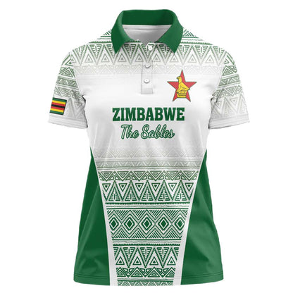 Custom Zimbabwe Sables Rugby Women Polo Shirt African Patterns - African Pride