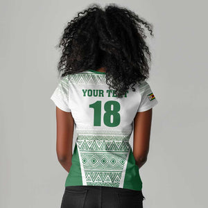 Custom Zimbabwe Sables Rugby Women V-Neck T-Shirt African Patterns - African Pride