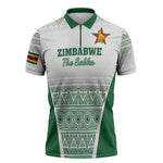 Custom Zimbabwe Sables Rugby Zipper Polo Shirt African Patterns