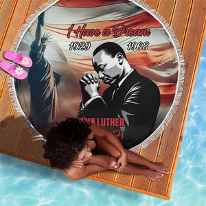Happy MLK Day Beach Blanket Black Americans Leaders I Have a Dream