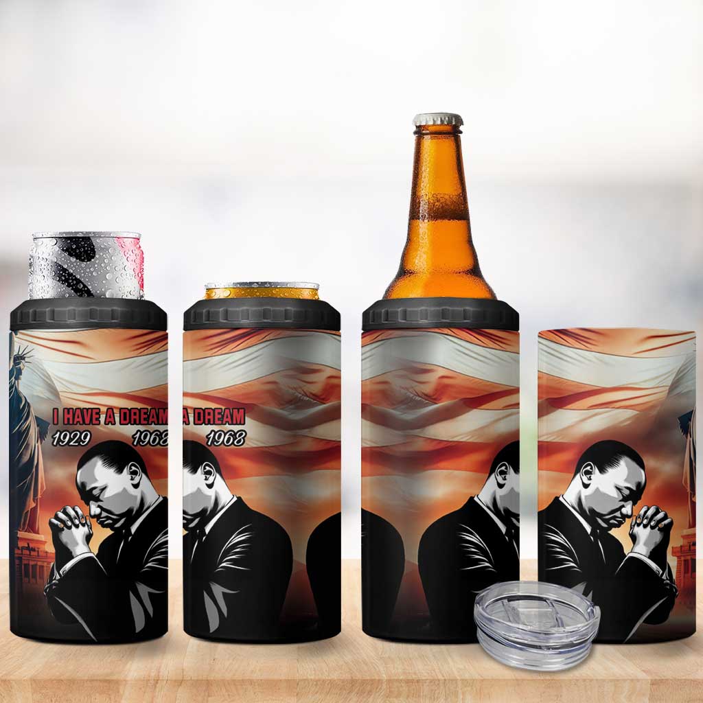 Happy MLK Day 4 in 1 Can Cooler Tumbler Black Americans Leaders I Have a Dream