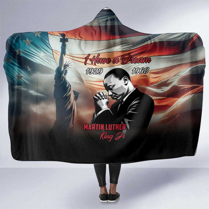 Happy MLK Day Hooded Blanket Black Americans Leaders I Have a Dream