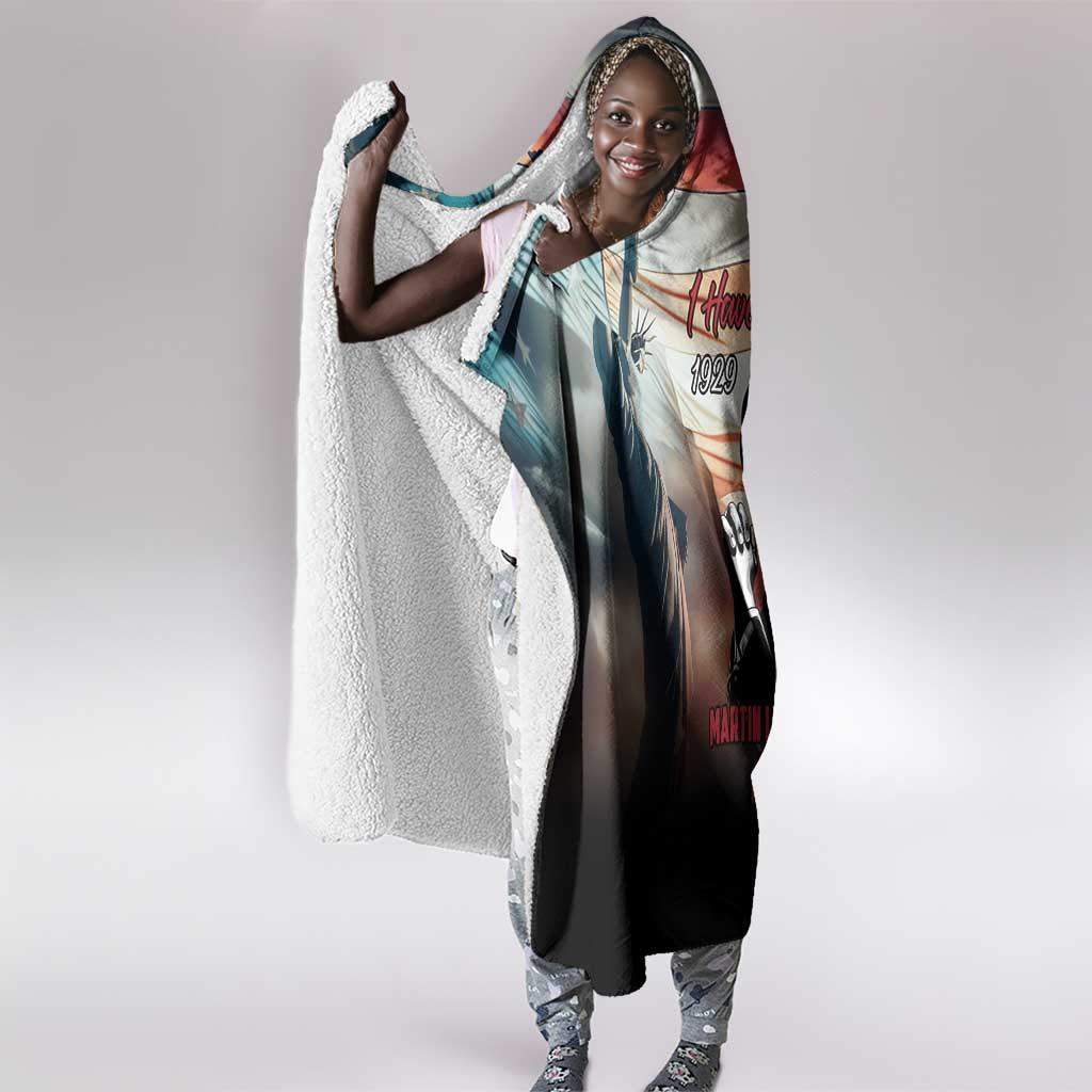 Happy MLK Day Hooded Blanket Black Americans Leaders I Have a Dream