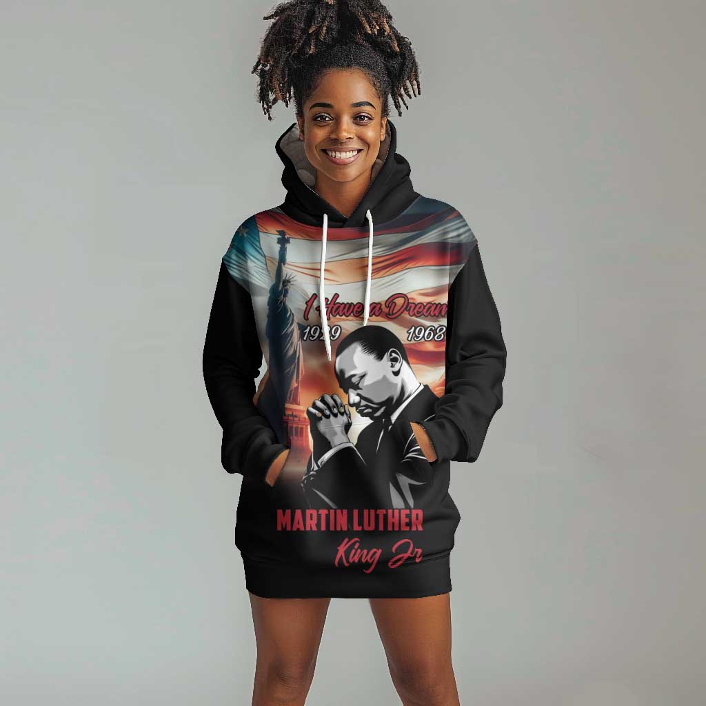 Happy MLK Day Hoodie Dress Black Americans Leaders I Have a Dream