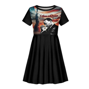 Happy MLK Day Kid Short Sleeve Dress Black Americans Leaders I Have a Dream
